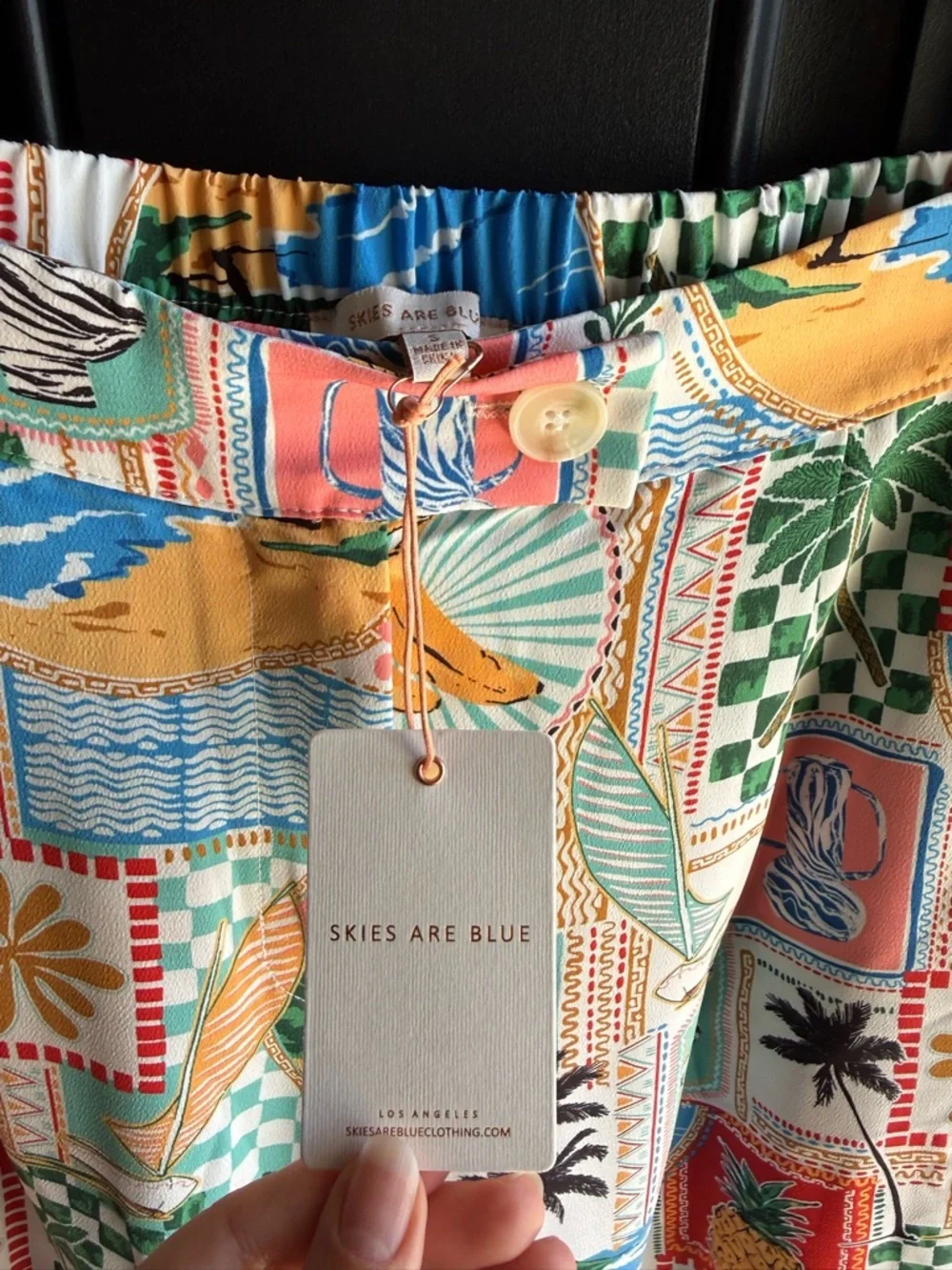 NWT Skies are Blue Castaway Calm Multi TROPICAL PRINT PANTS Size Small - Picture 8 of 13